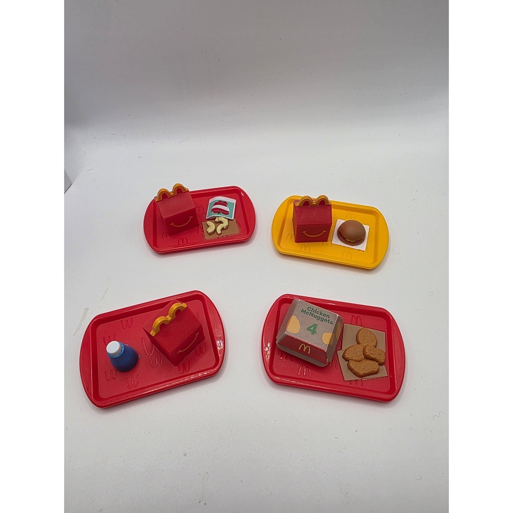 McDonalds Happy Meal Play Food Set Trays Burger Nuggets Apple Slices Milk Lot
